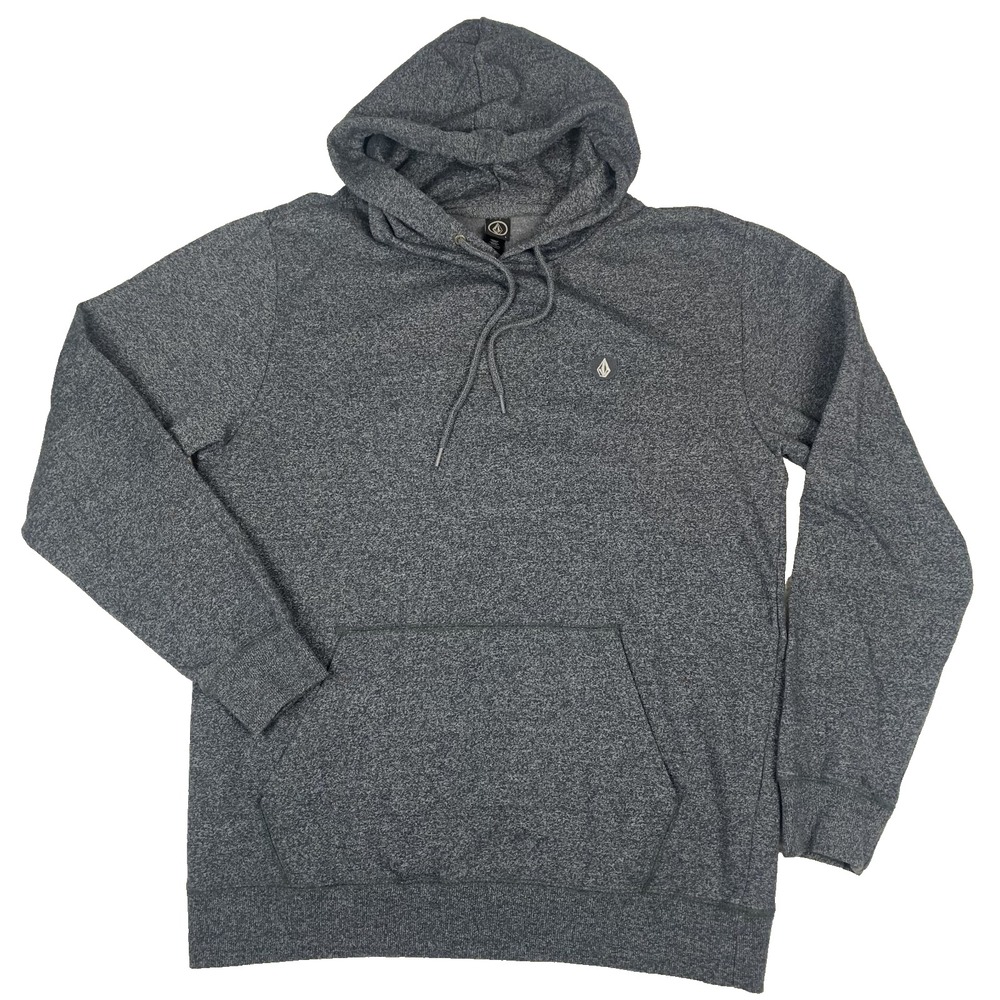 Volcom Fleece Pullover Hoodie Mens Large Dark Gray Cotton Blend A4102016